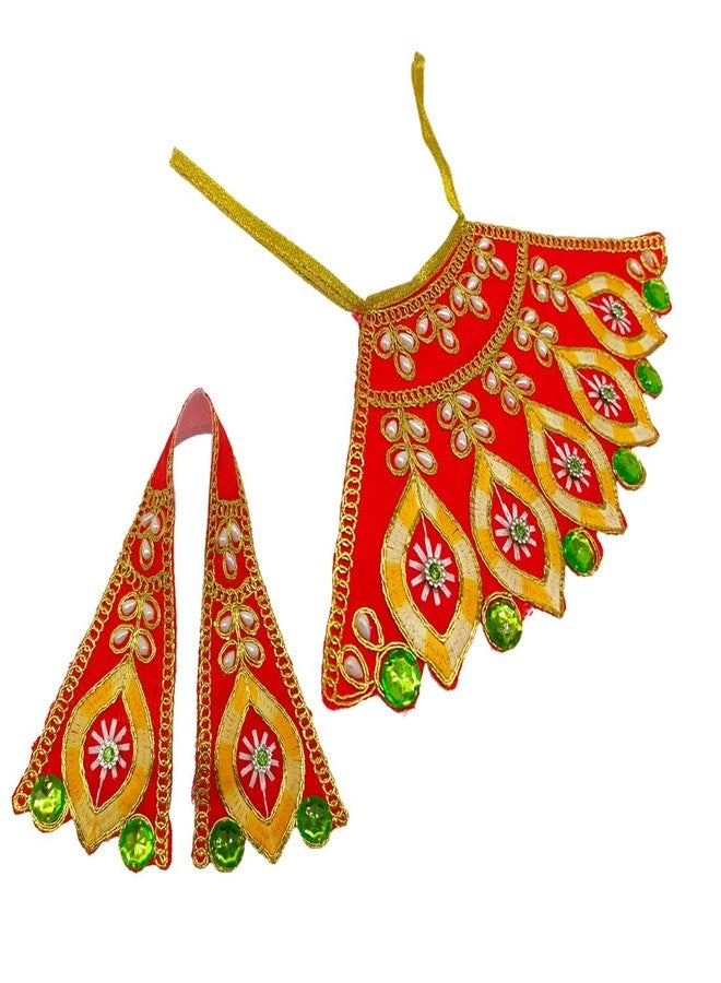 Ecommall MATA Rani Ki Poshak Size 5 Inch Silk Lehanga Patka Radha Rani Dress Durga Laxmi Maa Navratri Devi MATA Red Dress Poshak for Standing Idol - Image 1